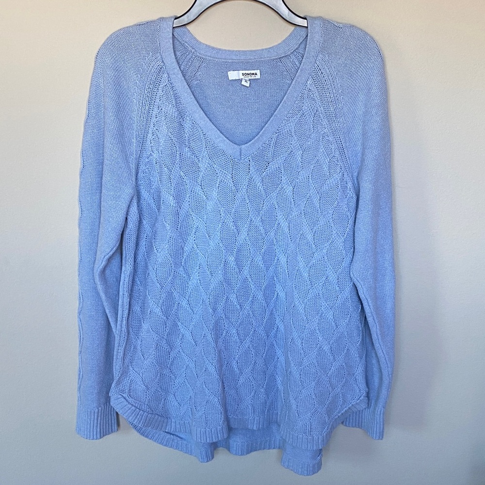 Sonoma Women's Soft Blue V-Neck Sweater